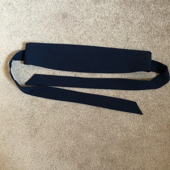 ASOS navy dress obi belt sleeveless high neckline midi length keyhole C - Picture 12 of 13